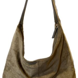 Elegant Suede Hobo Bag - Dark Green